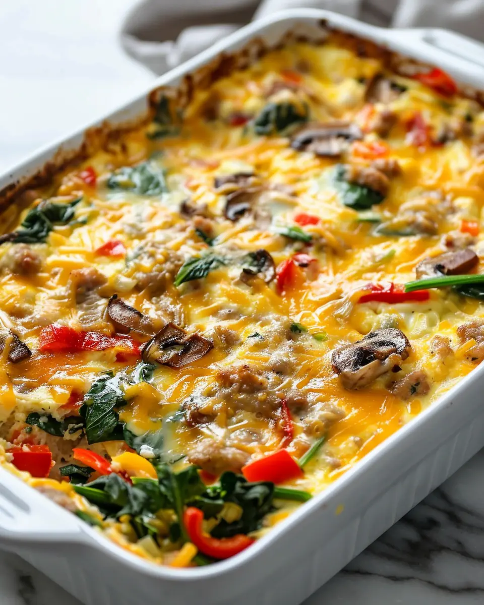 Savory Breakfast Casserole (Cheesy & Protein-Packed) featured dish plated